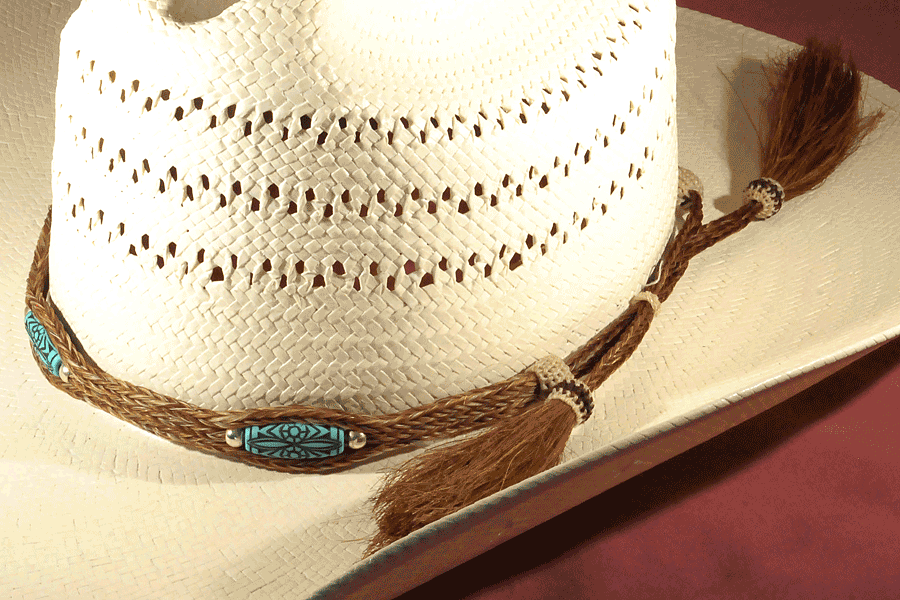 Turquoise, Brown and Black Western Style Hat Band, Cowboy Hatband,  Adjustable Fedora Hat Belt, Women or Men Hat Bands
